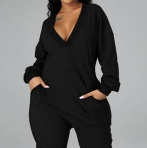 Black Pocketed Slouch Jumpsuit